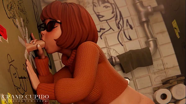 Velma Gloryhole Bathroom blowjob cum Scooby Doo