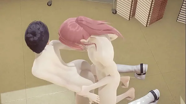 Hentai Uncensored - Shoko sucks and gets fucked on her knees in the library - Japanese Asian Manga Anime Game Porn